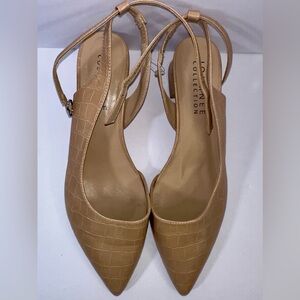 EUC JOURNEE COLLECTION Women's Tan Faux Croc Pattern Slingback Shoes 9.5Wide Low